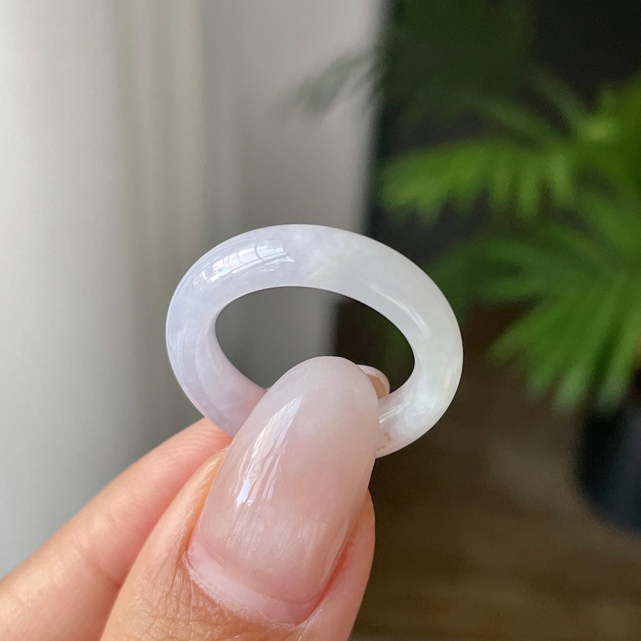 细糯种淡紫底指环         天然缅甸A货翡翠（yc419879）