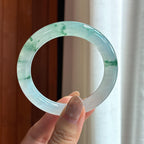 糯冰飘花圆条手镯 54圈 天然缅甸A货翡翠（yc453865）