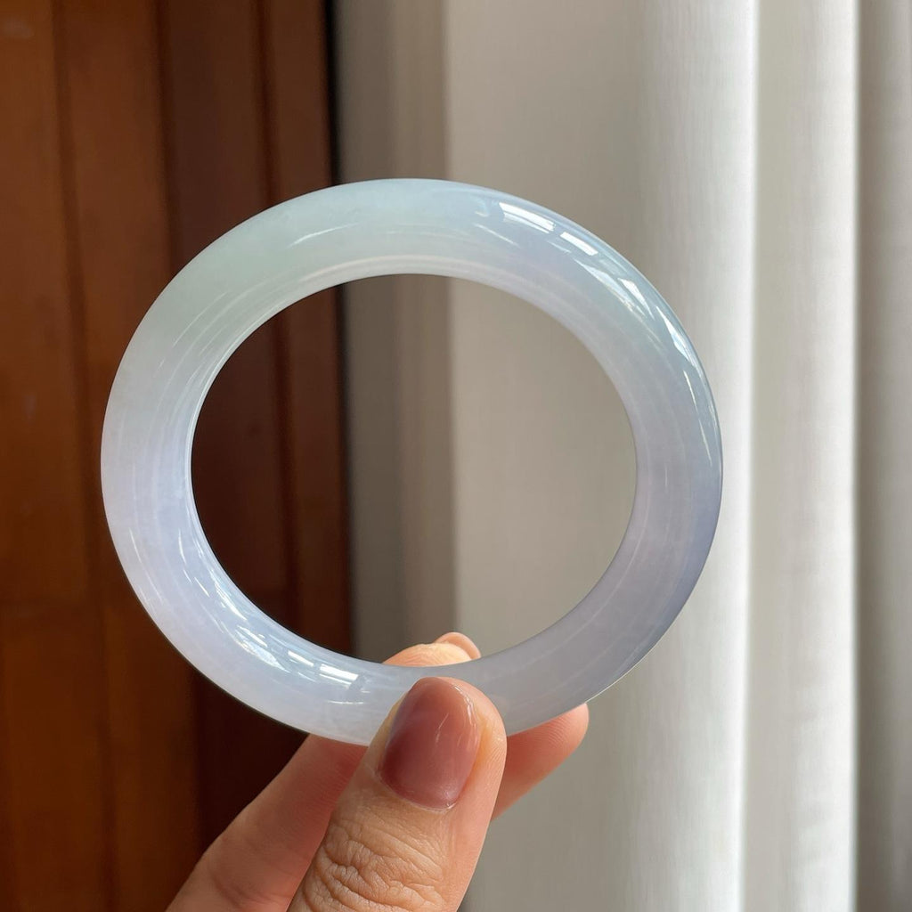 冰种淡紫底翡翠圆条手镯（56.5mm）（yc277389）