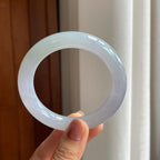 冰种淡紫底翡翠圆条手镯（56.5mm）（yc277389）