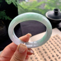 细糯种淡晴底飘绿正圈平安镯 54圈口 天然缅甸A货翡翠（yc473065）