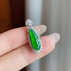 18k金镶冰种满绿翡翠豆子（yc247146）