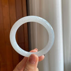 糯冰白月光圆条翡翠手镯（53.5mm）（yc279298）