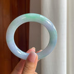 糯冰春彩翡翠圆条手镯（58.4mm)（yc380048）