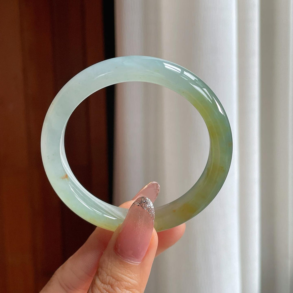 冰种黄翡翡翠平安镯（54.3mm）（yc361744）
