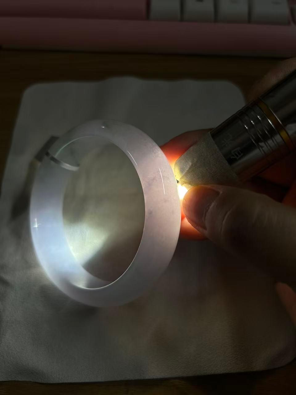 细糯种淡春彩宽版轮胎手镯（60.6mm）（yc249434）