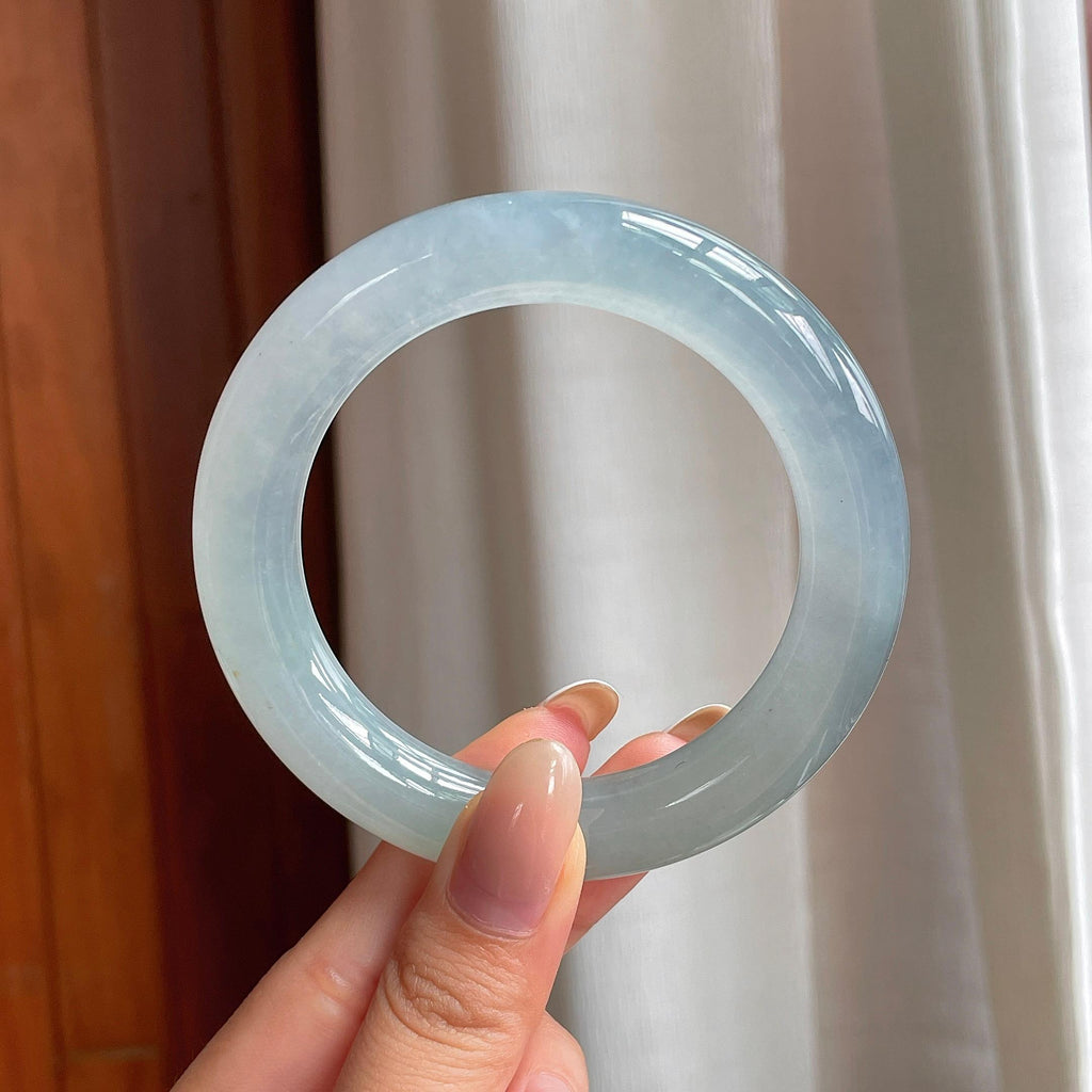 冰种蓝晴翡翠圆条手镯（56.2mm)（yc414476）