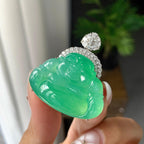 18K金钻镶冰种满绿佛公吊坠（yc252552）