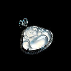 18k金镶镶冰玻种无色翡翠佛公（yc272909）