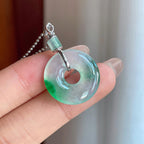 18k金镶冰种飘绿花翡翠甜甜圈（yc246212）