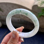 细糯种飘蓝花正圈平安镯  57圈口  天然缅甸A货翡翠（yc433616）