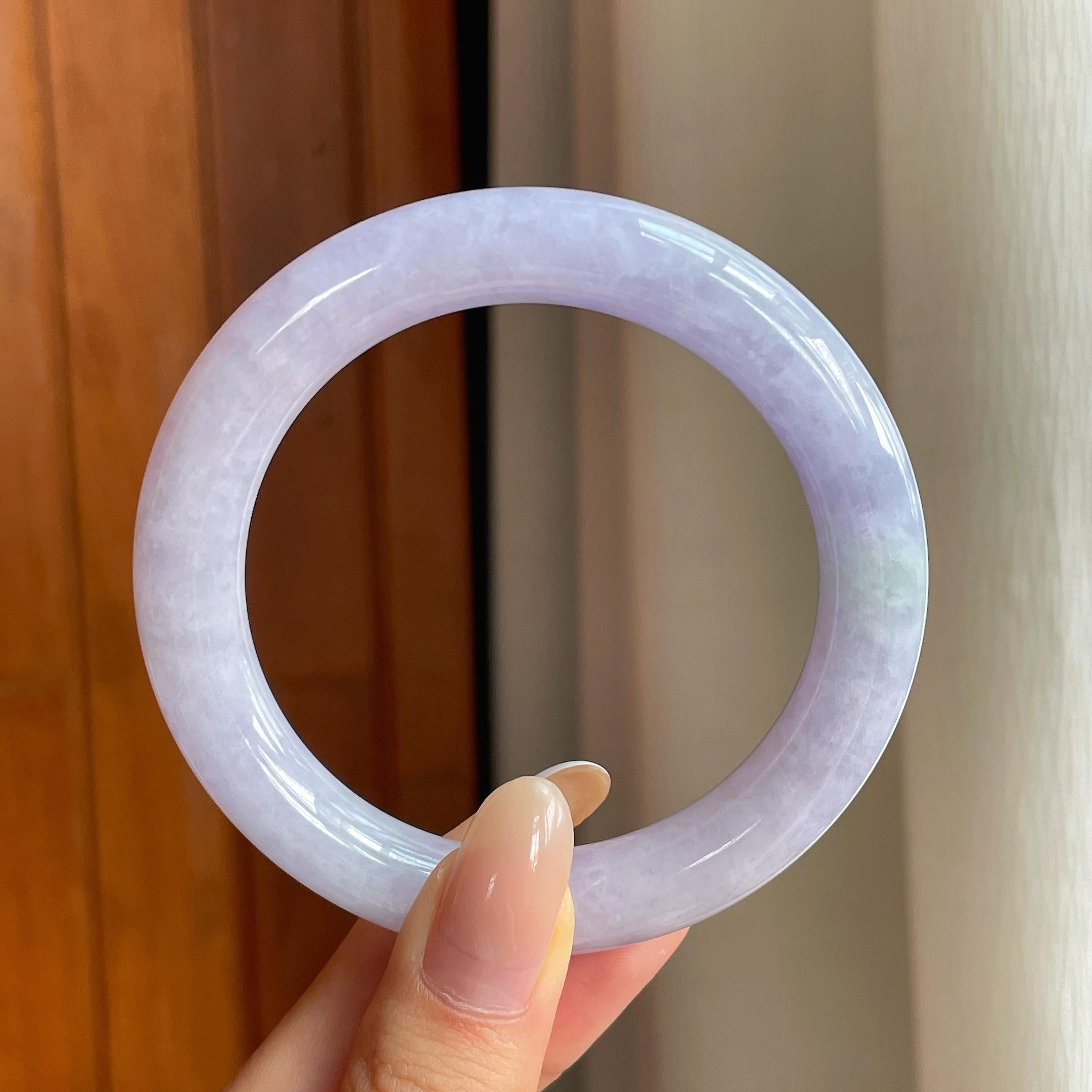 糯冰紫罗兰翡翠圆条手镯（57mm)（yc419676）