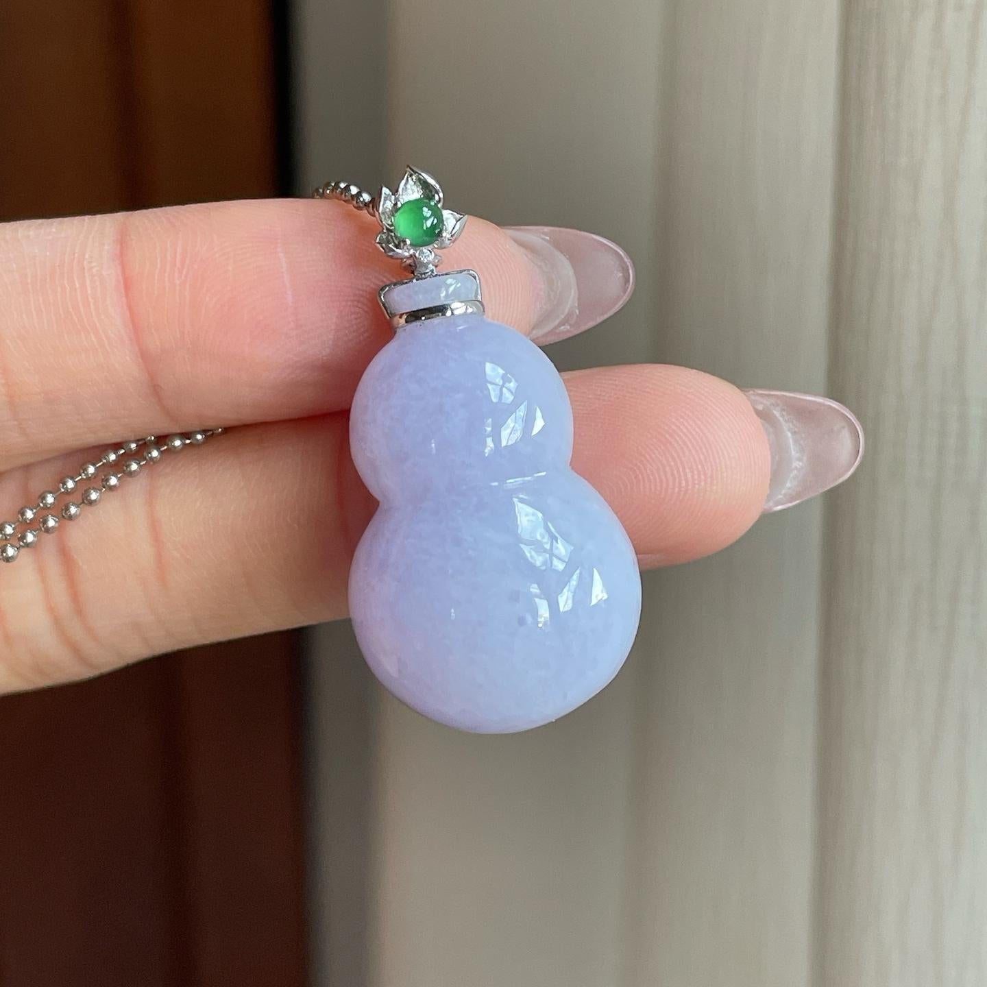 18k金细糯冰紫罗兰翡翠葫芦（yc291655）