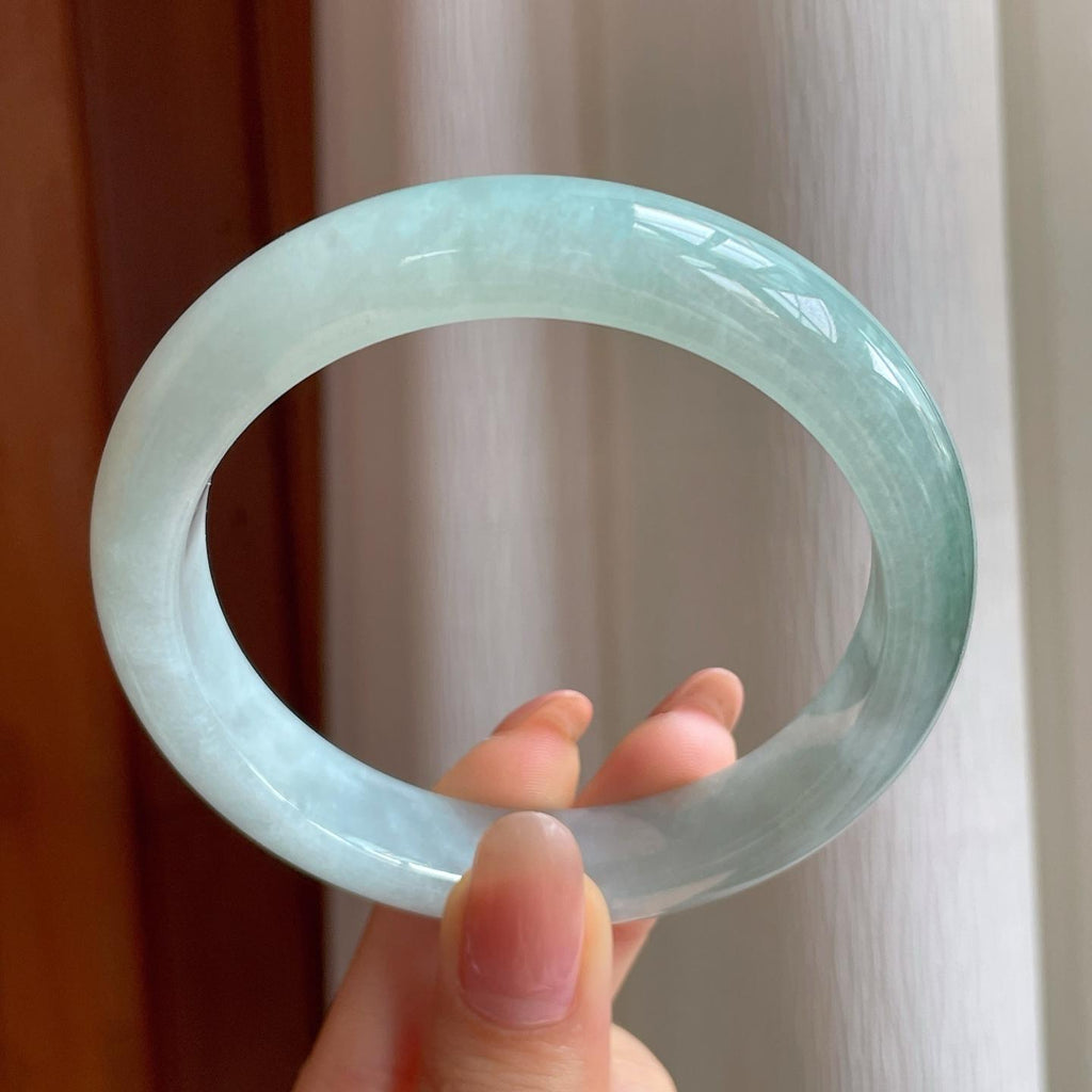 糯冰飘花翡翠平安镯（60mm)（yc350504）