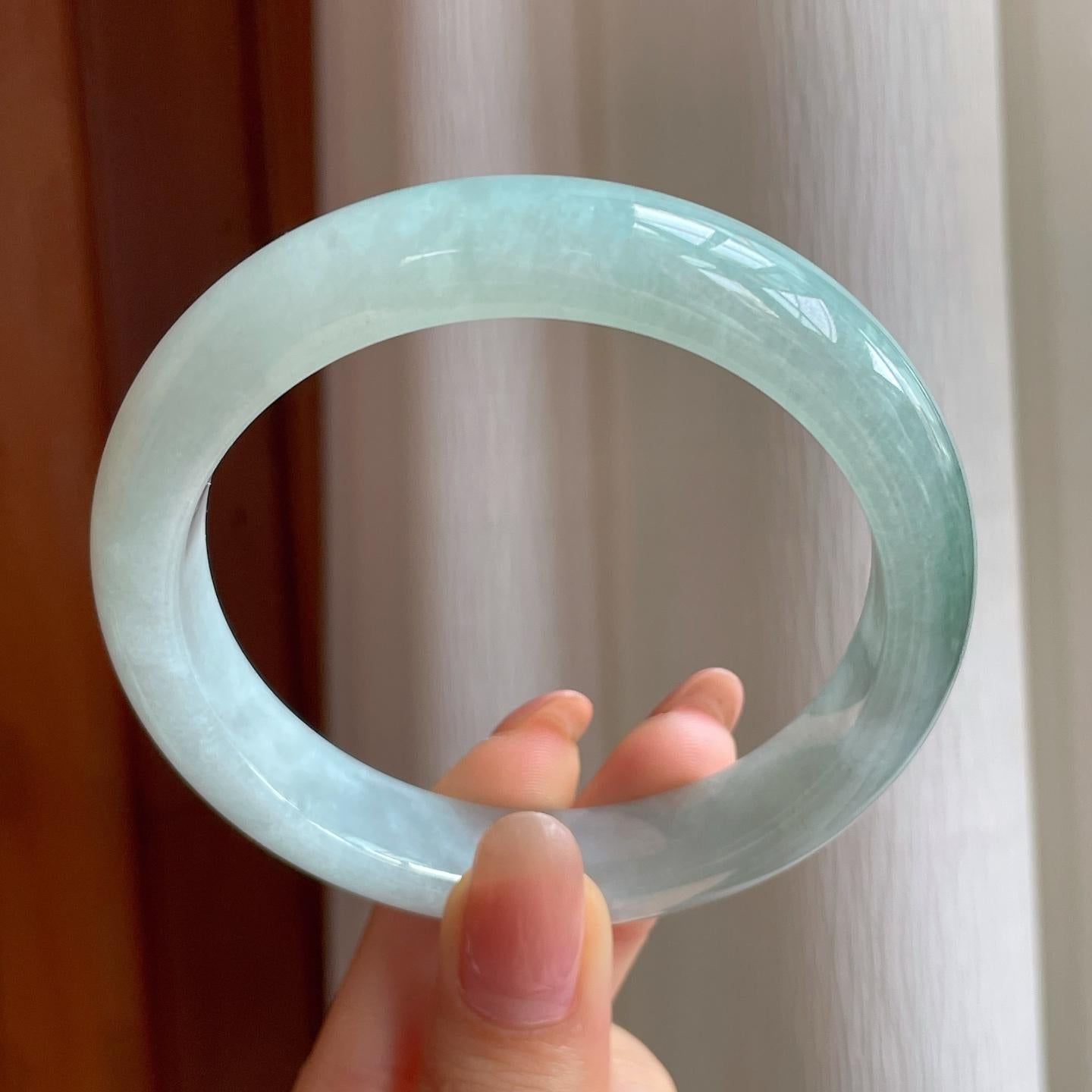 糯冰飘花翡翠平安镯（60mm)（yc350504）