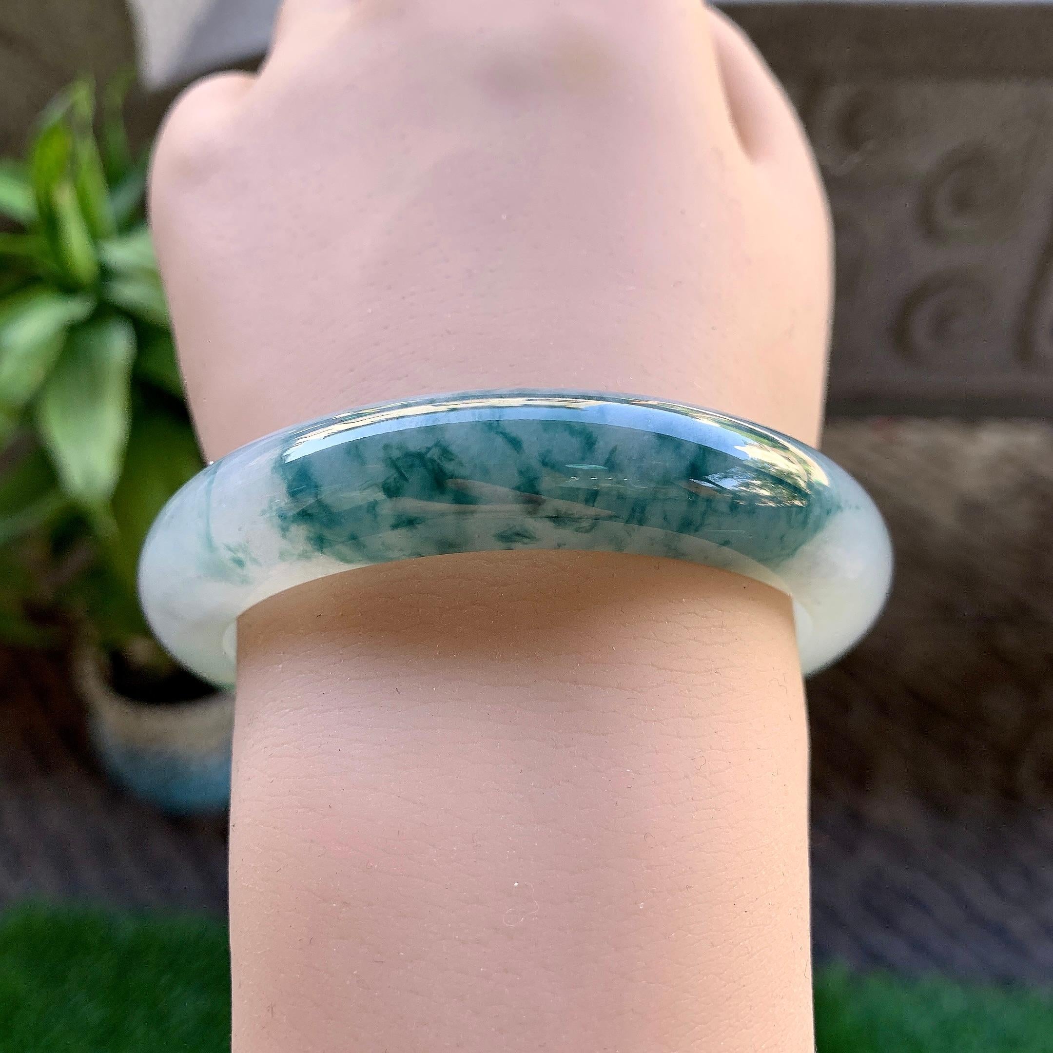 糯冰种飘花平安镯（55.6mm）（yc307322）