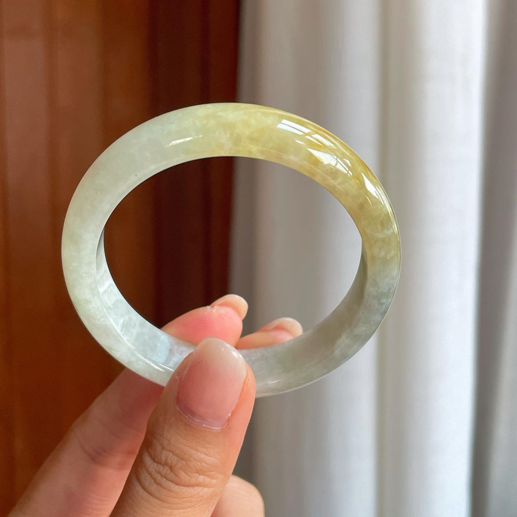 糯冰黄翡翡翠平安镯（52mm）（yc396389）
