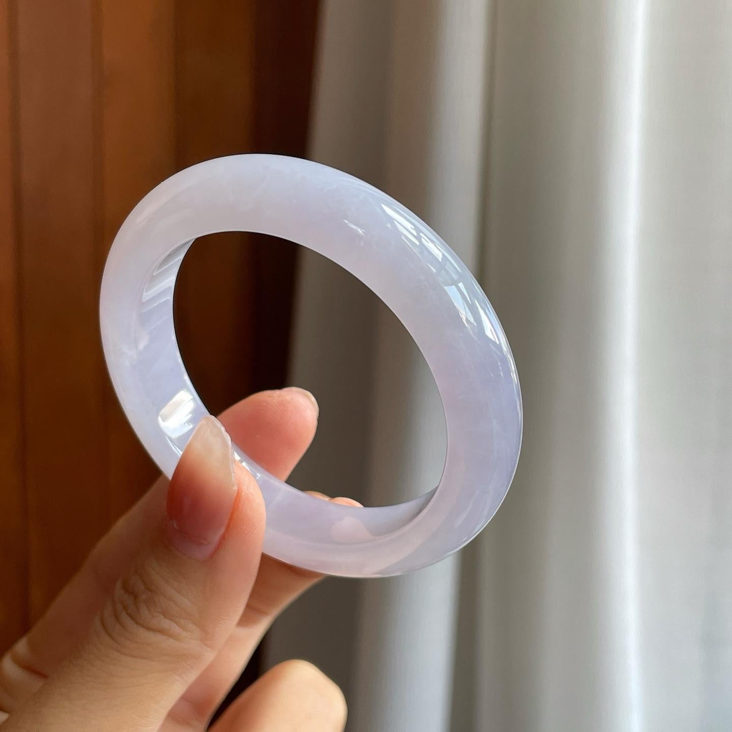 冰种淡紫罗兰翡翠平安镯（50mm）（yc318650）