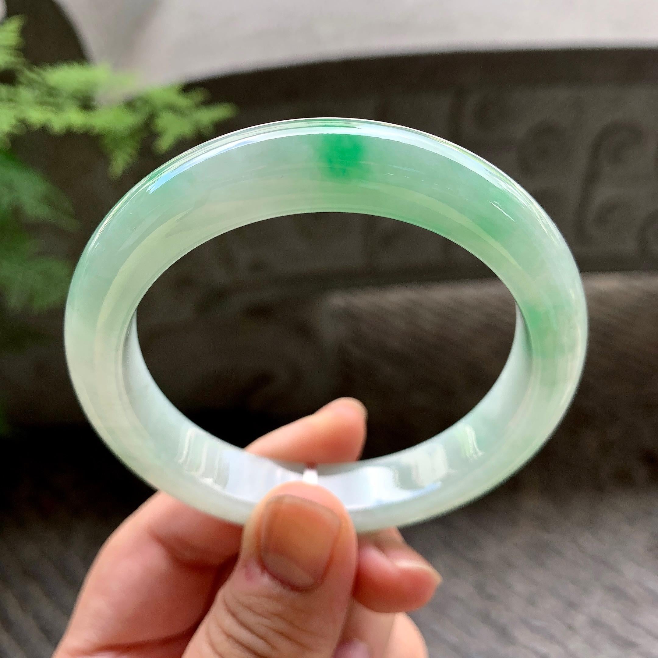 细糯种飘花平安镯（57.3mm）（yc202365）