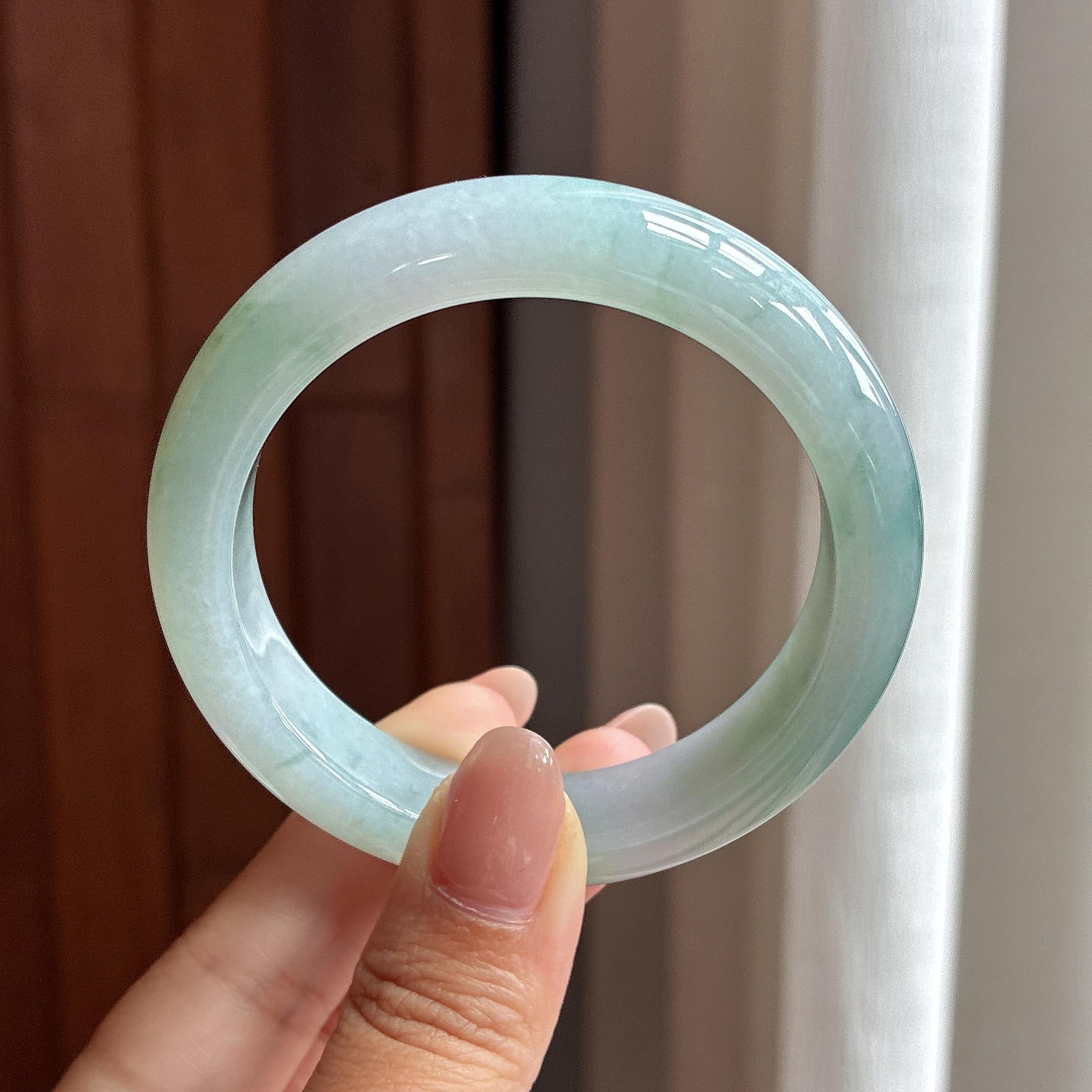 小圈口 糯冰飘花正圈平安镯 50圈 天然缅甸Ａ货翡翠（yc502535）