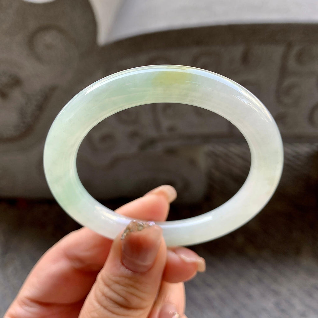 细糯种飘黄翡圆条手镯（51.8mm）（yc296333）