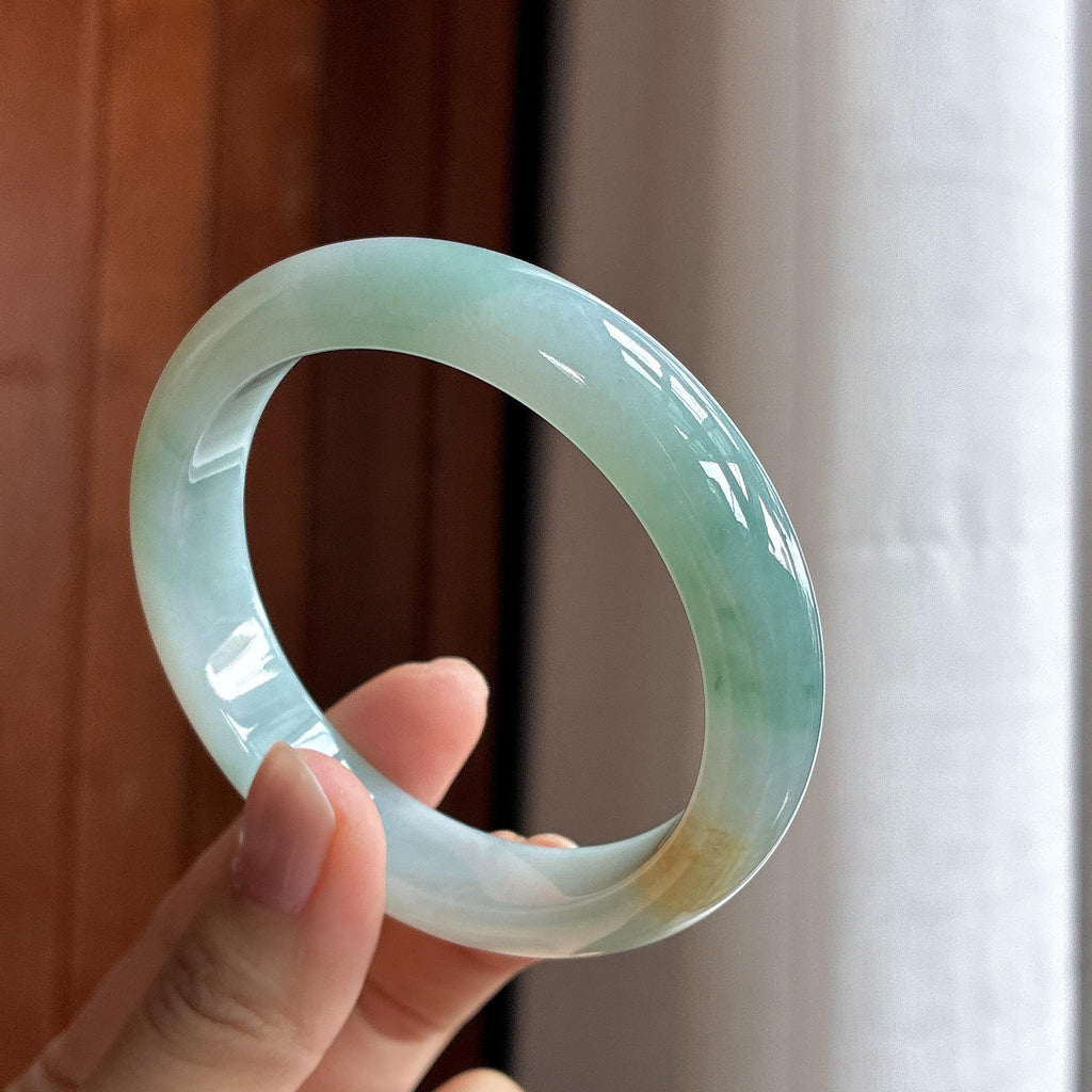 细糯种飘花正圈平安镯 58圈 天然缅甸A货翡翠（yc469580）