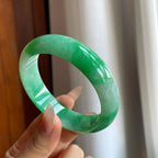 糯冰满绿翡翠平安镯（58mm）（yc228074）