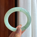 糯冰飘花圆条手镯 57圈 天然缅甸A货翡翠（yc439891）