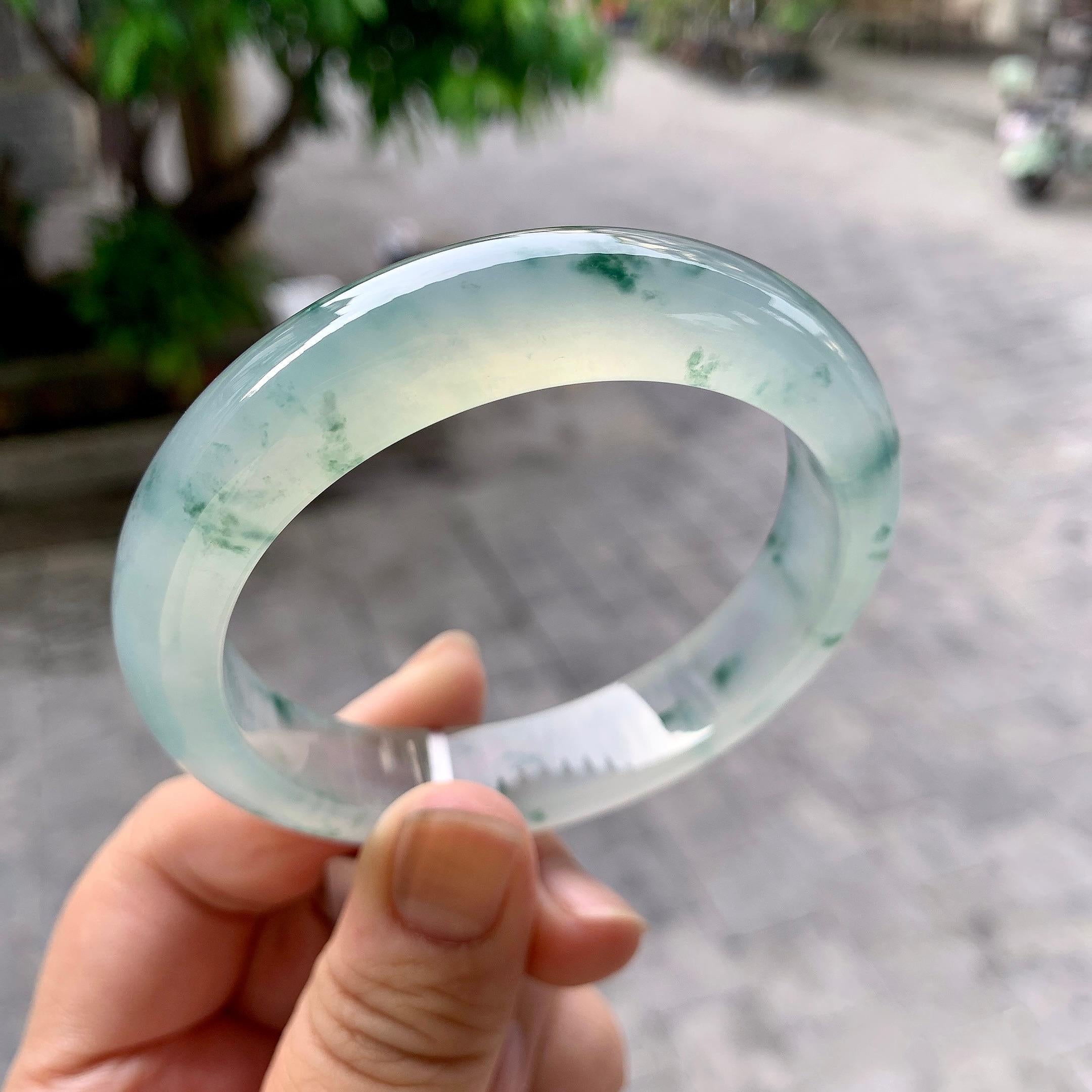 冰种飘花平安镯（56.7mm）（yc233908）
