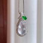 18k真金真钻镶玻璃种无色翡翠葫芦（yc247661）