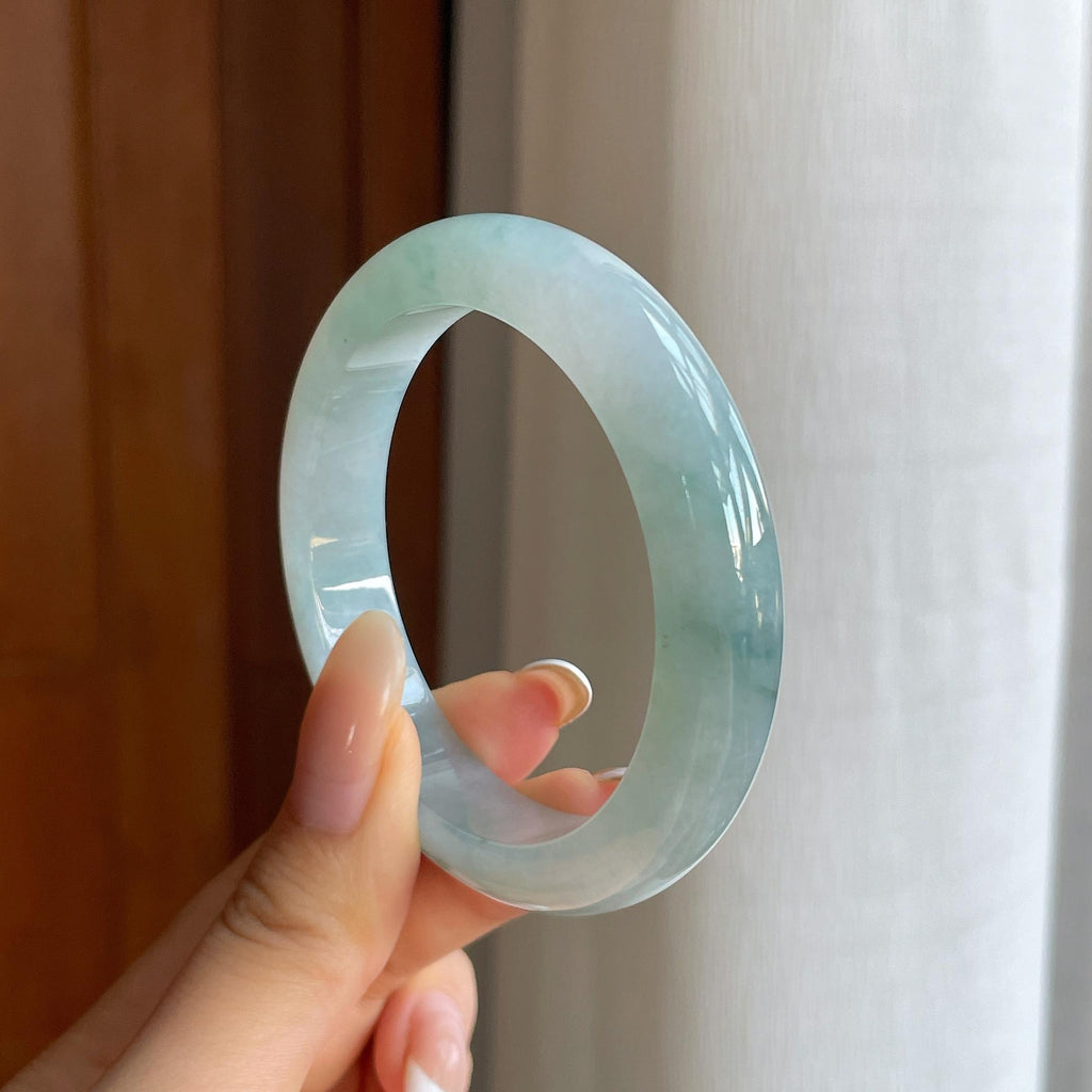 糯冰飘花翡翠平安镯（53mm)（yc424266）