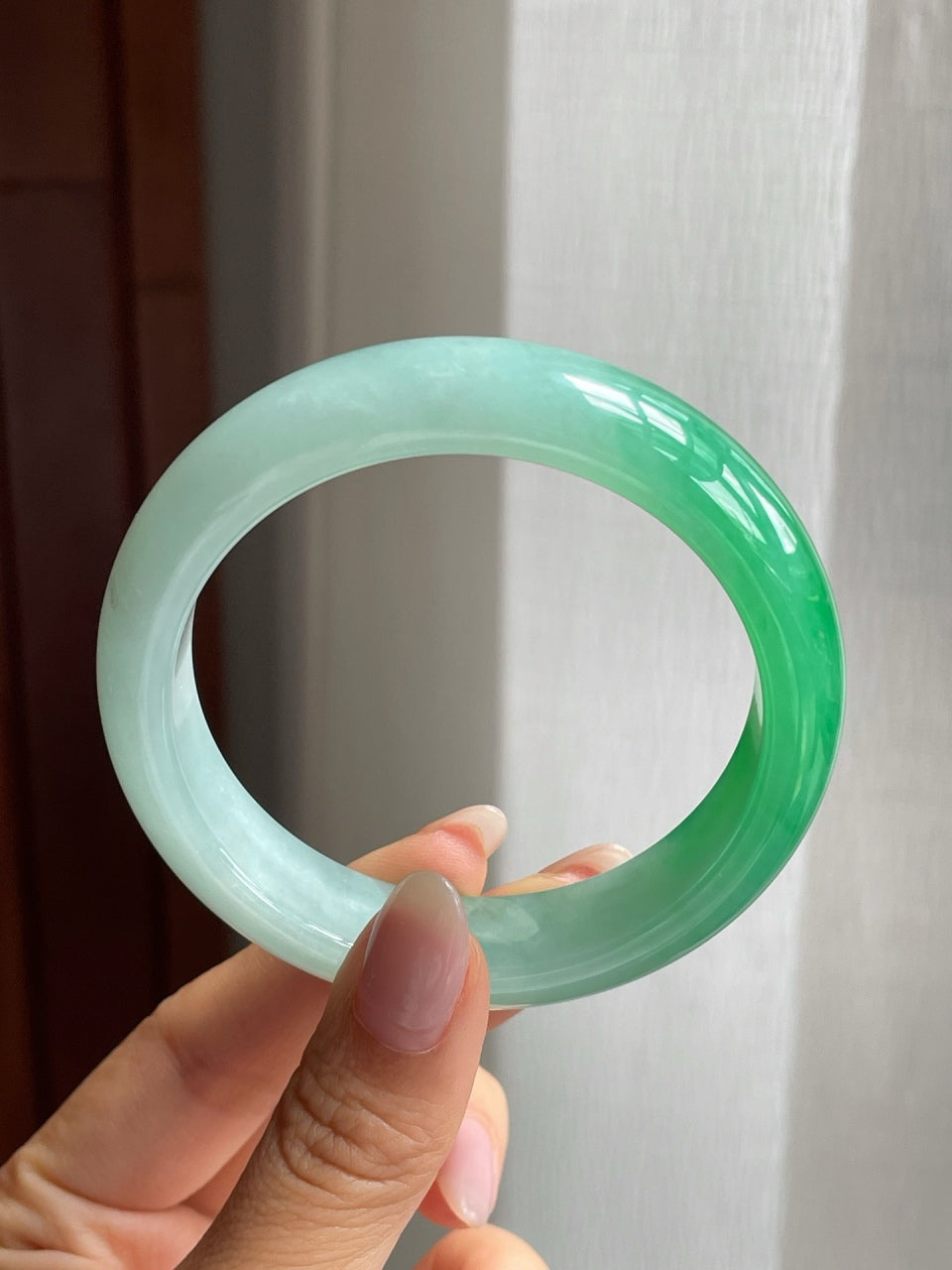 冰种阳绿平安镯（56mm）