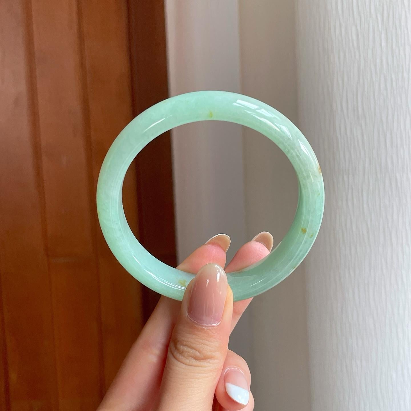 糯冰晴底洒金翡翠平安镯（56mm)（yc373890）