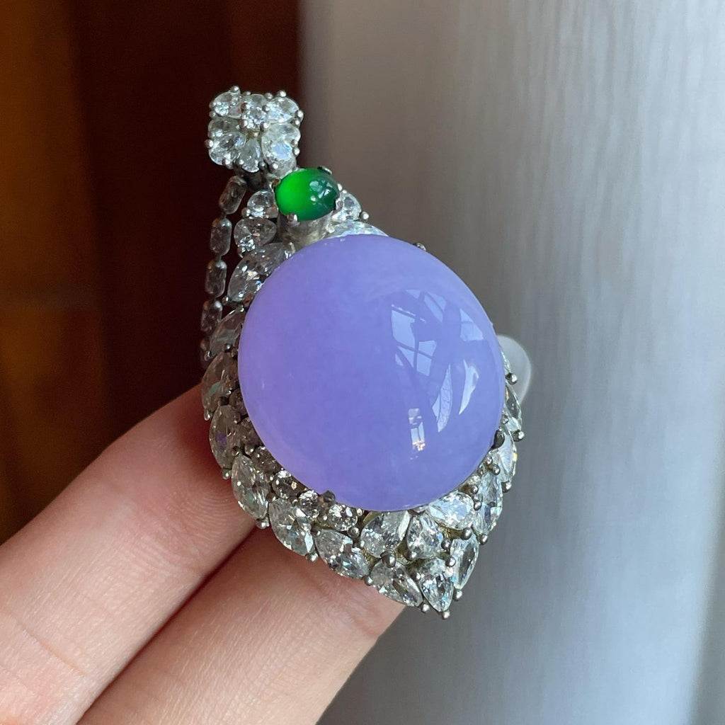 铜托糯冰紫罗兰翡翠蛋面（yc261408）