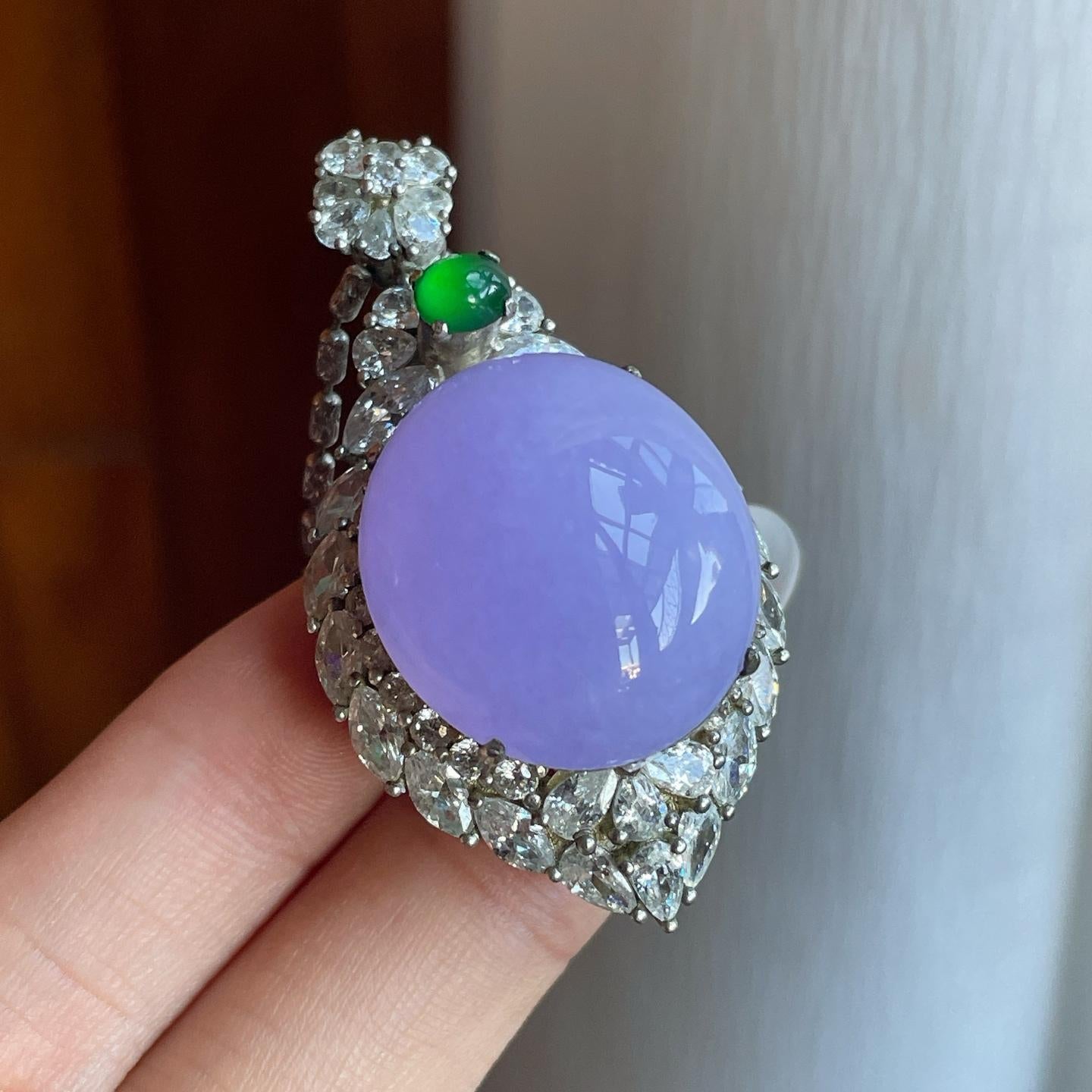 铜托糯冰紫罗兰翡翠蛋面（yc261408）