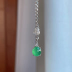 18k金钻镶冰种满绿翡翠蛋面吊坠（yc266471）