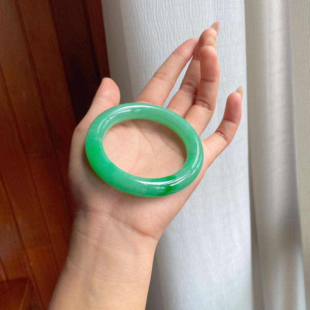 糯种满色圆条翡翠手镯（54mm）（yc238191）