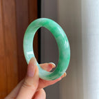 糯冰带色翡翠平安镯（54mm)（yc412199）