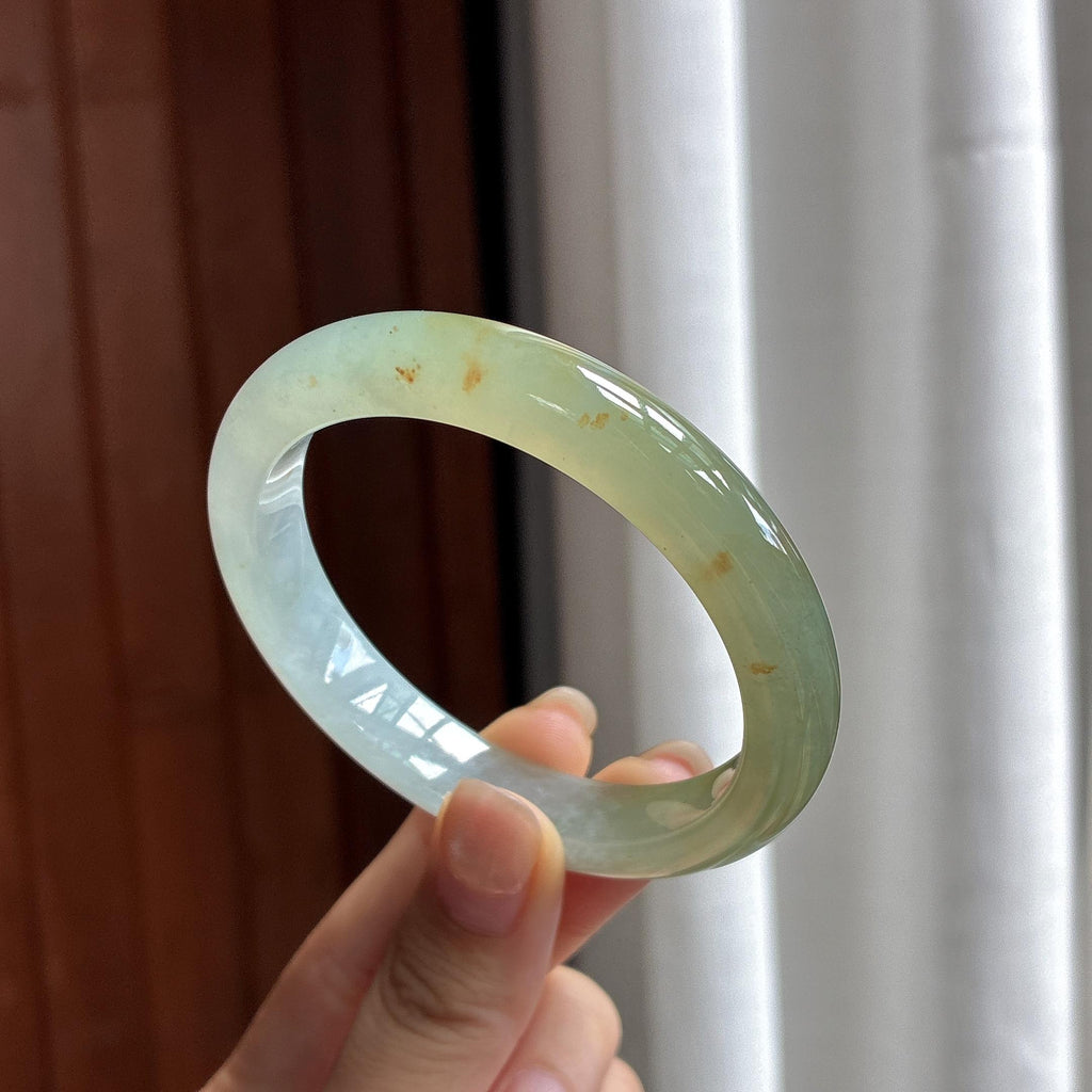 冰种黄翡洒金特色正圈平安镯 54圈 天然缅甸A货翡翠（yc484402）