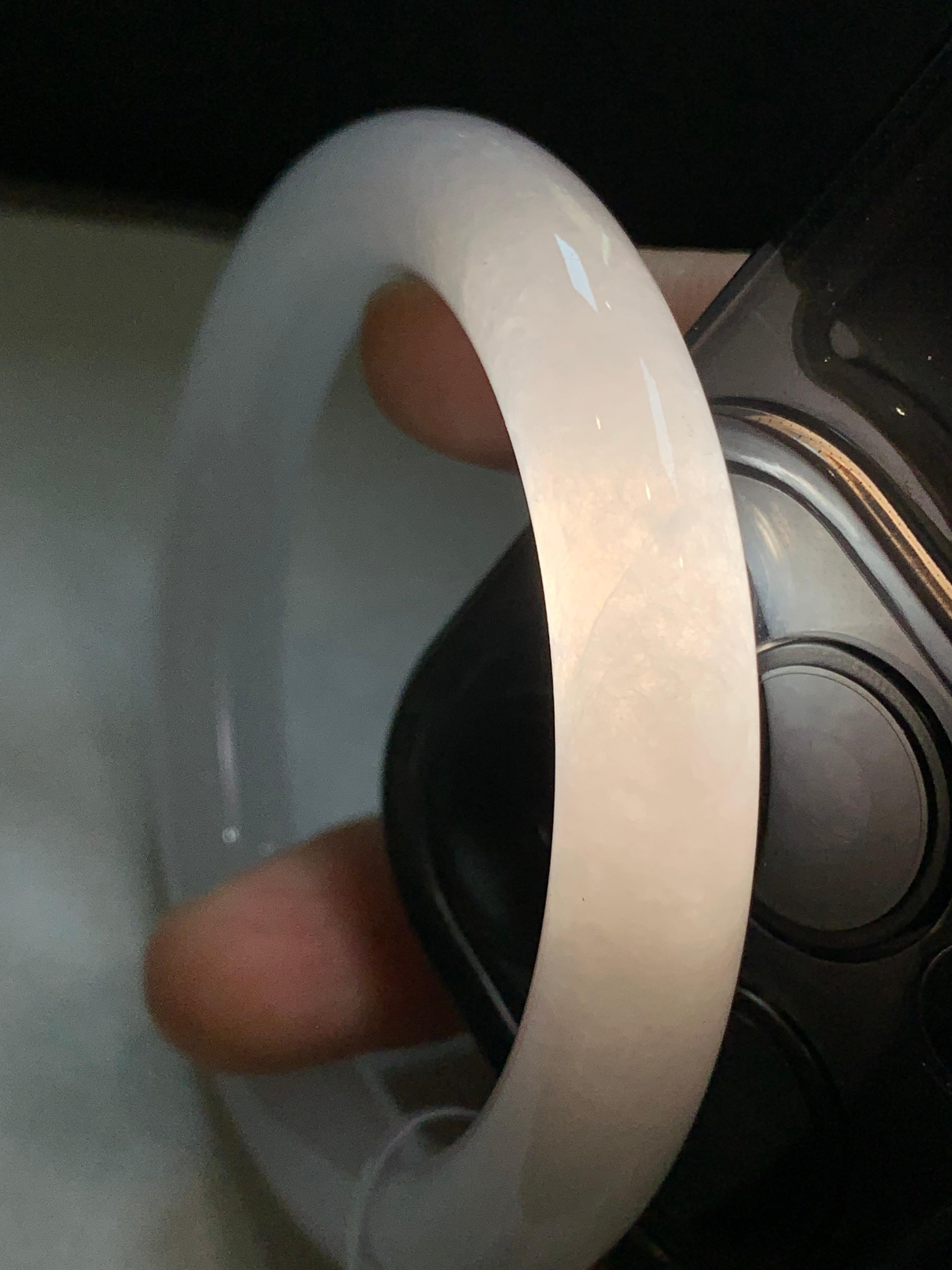 糯冰种无色圆条手镯（53.7mm）（yc305700）