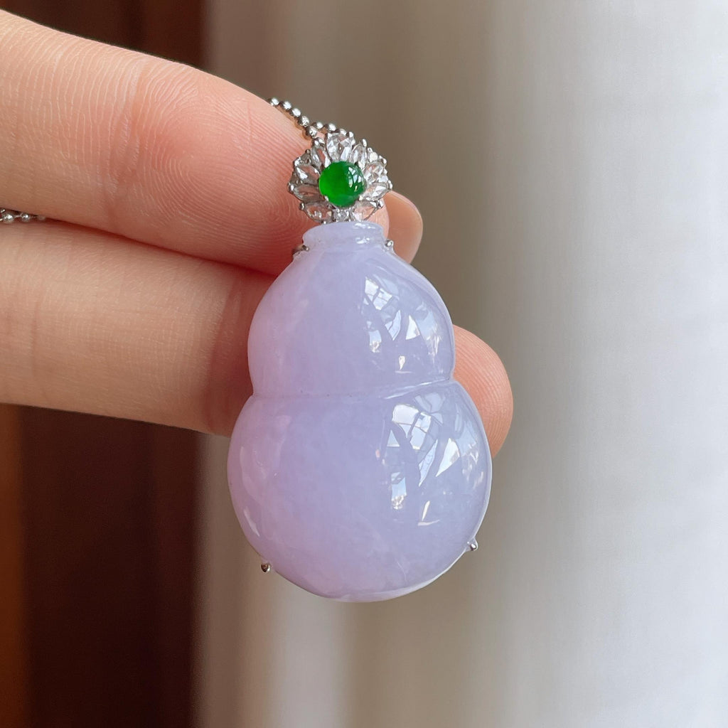 18k金钻镶糯冰紫罗兰翡翠葫芦（yc288133）