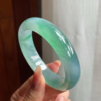 糯冰种春带彩翡翠平安镯（56mm）（yc196574）