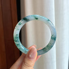 冰种飘花翡翠圆条手镯 50圈（yc436795）