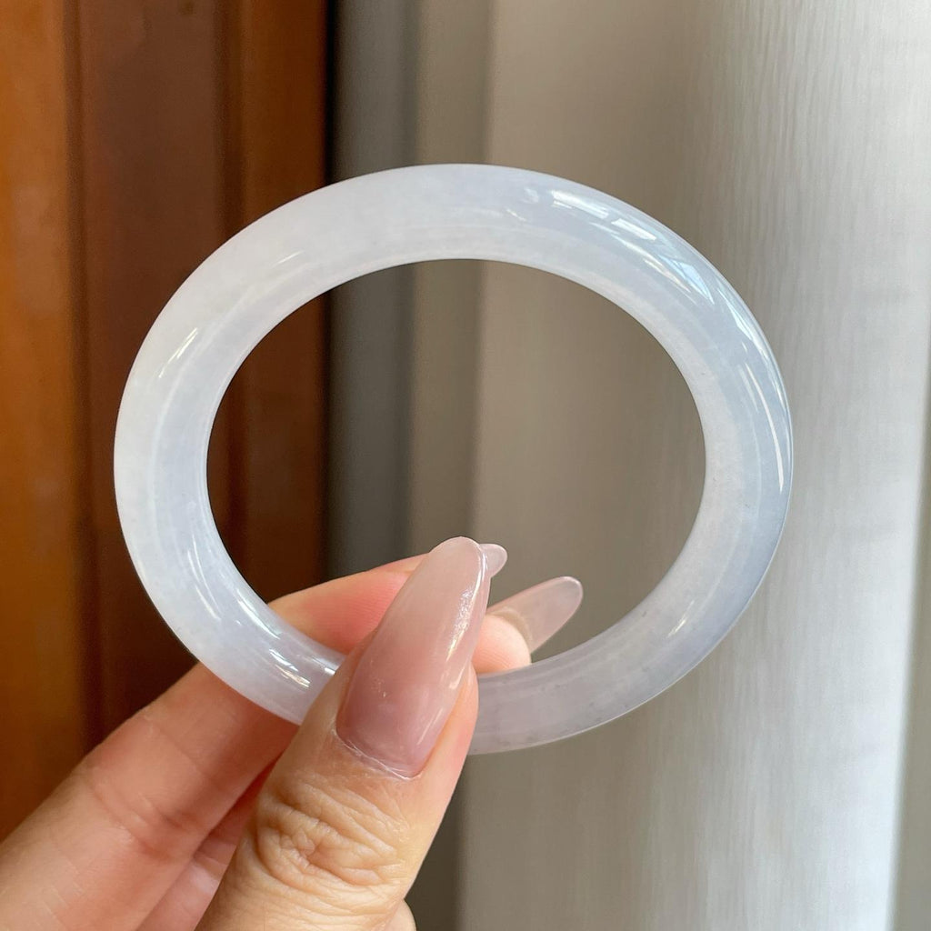 糯冰无色翡翠圆条手镯（52mm）（yc278682）