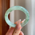 冰种飘花翡翠平安镯（50.5mm）（yc278077）