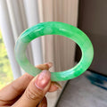 糯冰种翠绿圆条手镯（53mm）（yc290115）