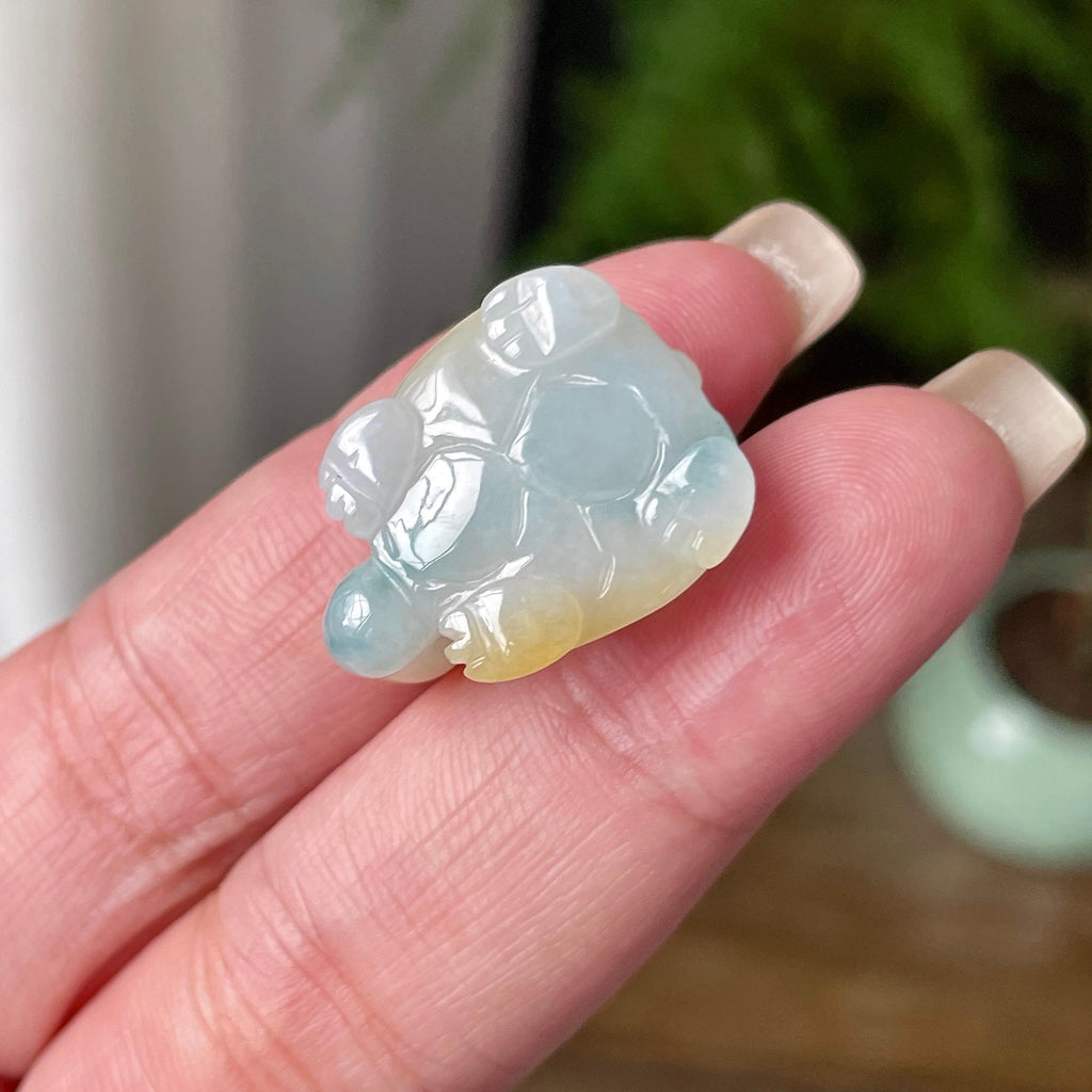 细糯种飘黄翡长寿龟吊坠 天然缅甸A货翡翠（yc469505）