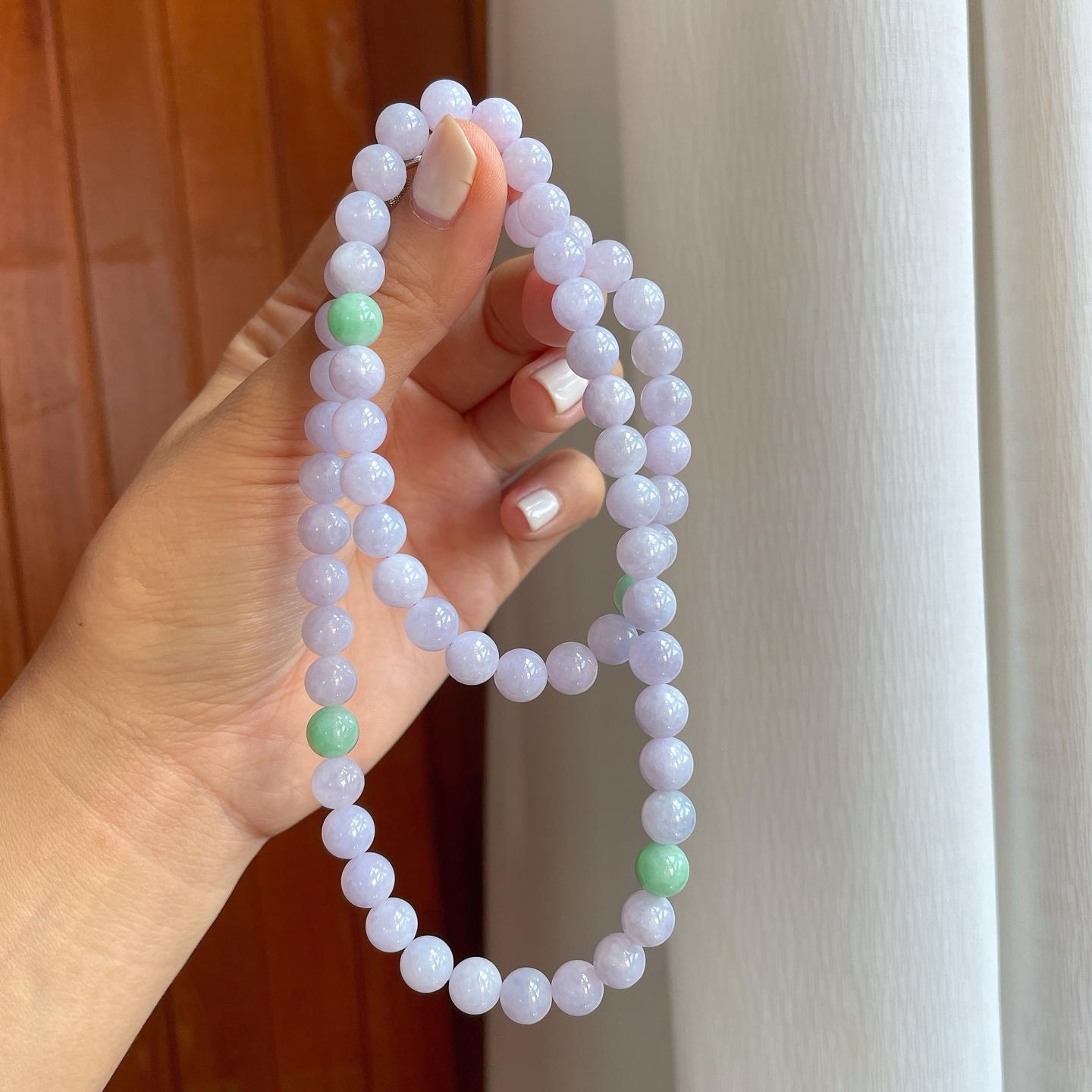 糯冰紫罗兰翡翠珠串项链（yc255681）