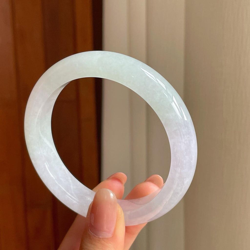 冰种淡紫罗兰翡翠平安镯（57.8mm）（yc342963）
