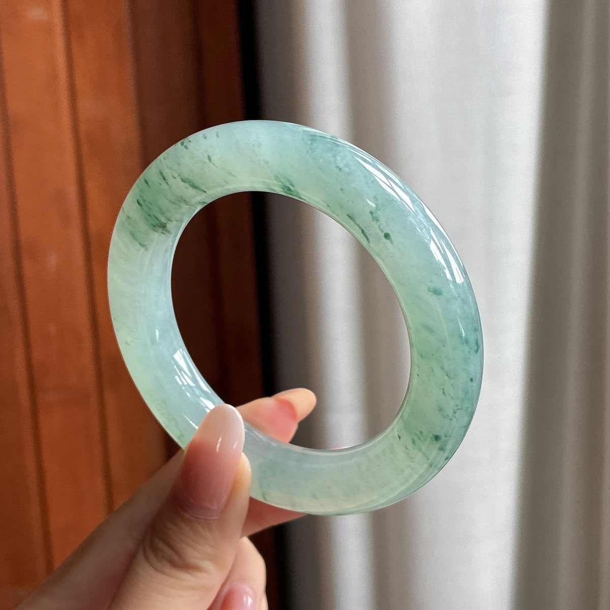 冰种飘花圆条手镯 54圈（yc759447）